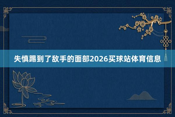 失慎踢到了敌手的面部2026买球站体育信息