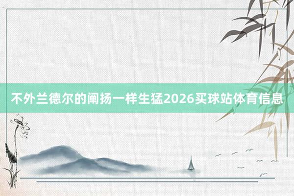 不外兰德尔的阐扬一样生猛2026买球站体育信息