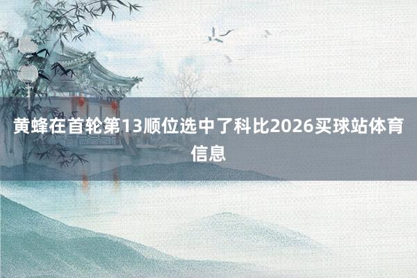 黄蜂在首轮第13顺位选中了科比2026买球站体育信息